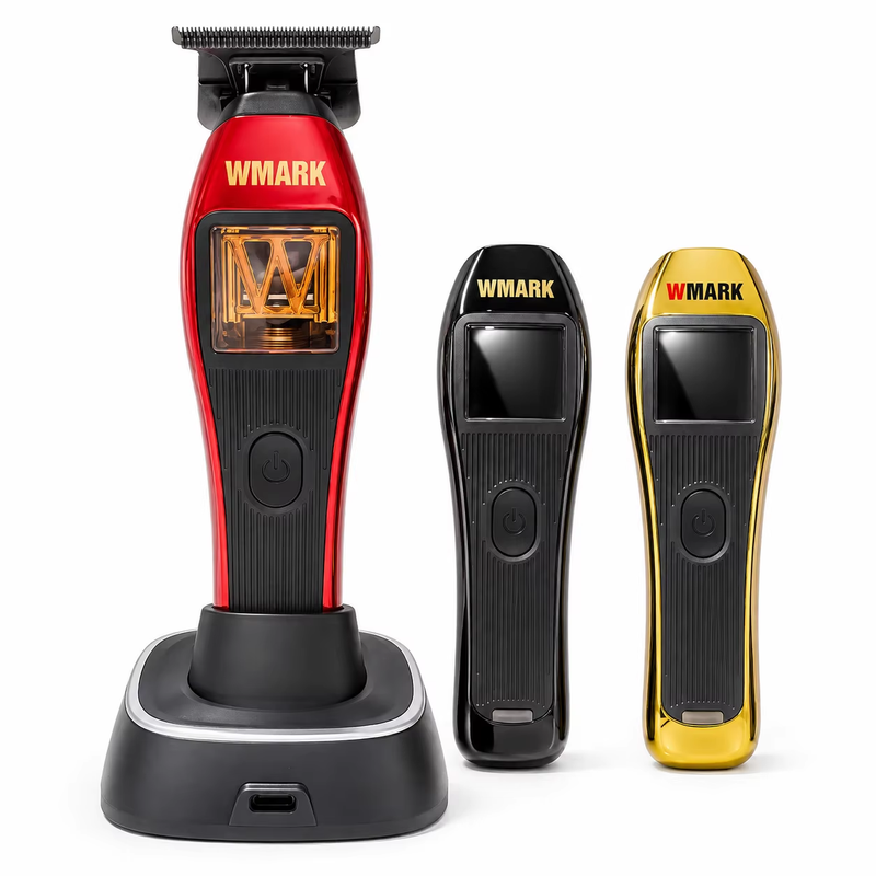 WMARK NG-XT1 Red: Machine on original charging base with two interchangeable empty covers; original supplier image