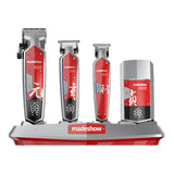 Madeshow 4-teiliges Barber-Set in Silber-Rot auf Ladestation