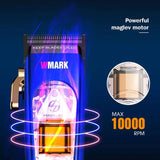 WMARK NG-9004 blue hair clipper motor infographic with see-through housing
