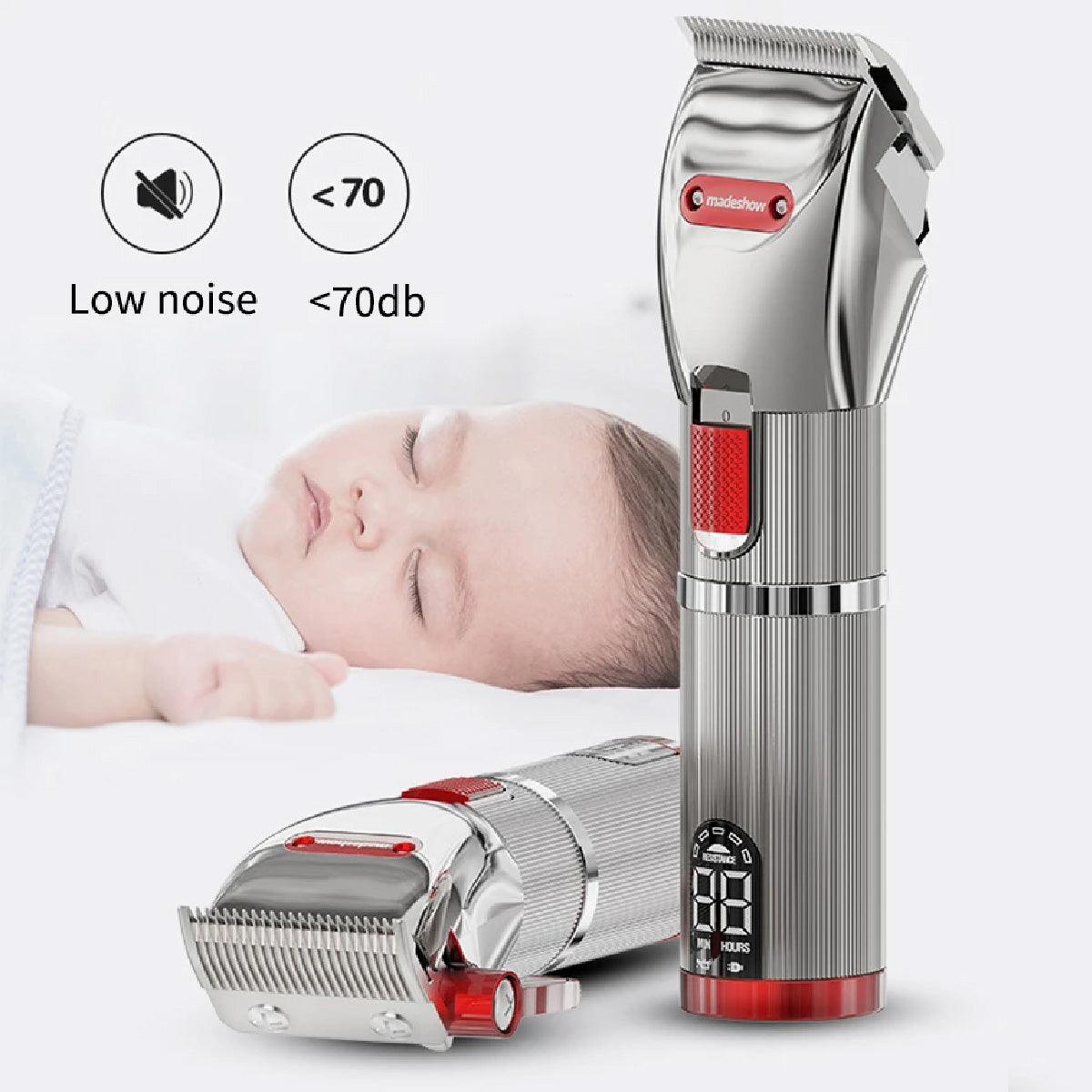 Professional Hair Clippers for Men - Cordless Barber Clipper,Complete Hair Cutting Kits with 10 Fading Guards, LED Display, 4 Hrs Runtime - TOMFL