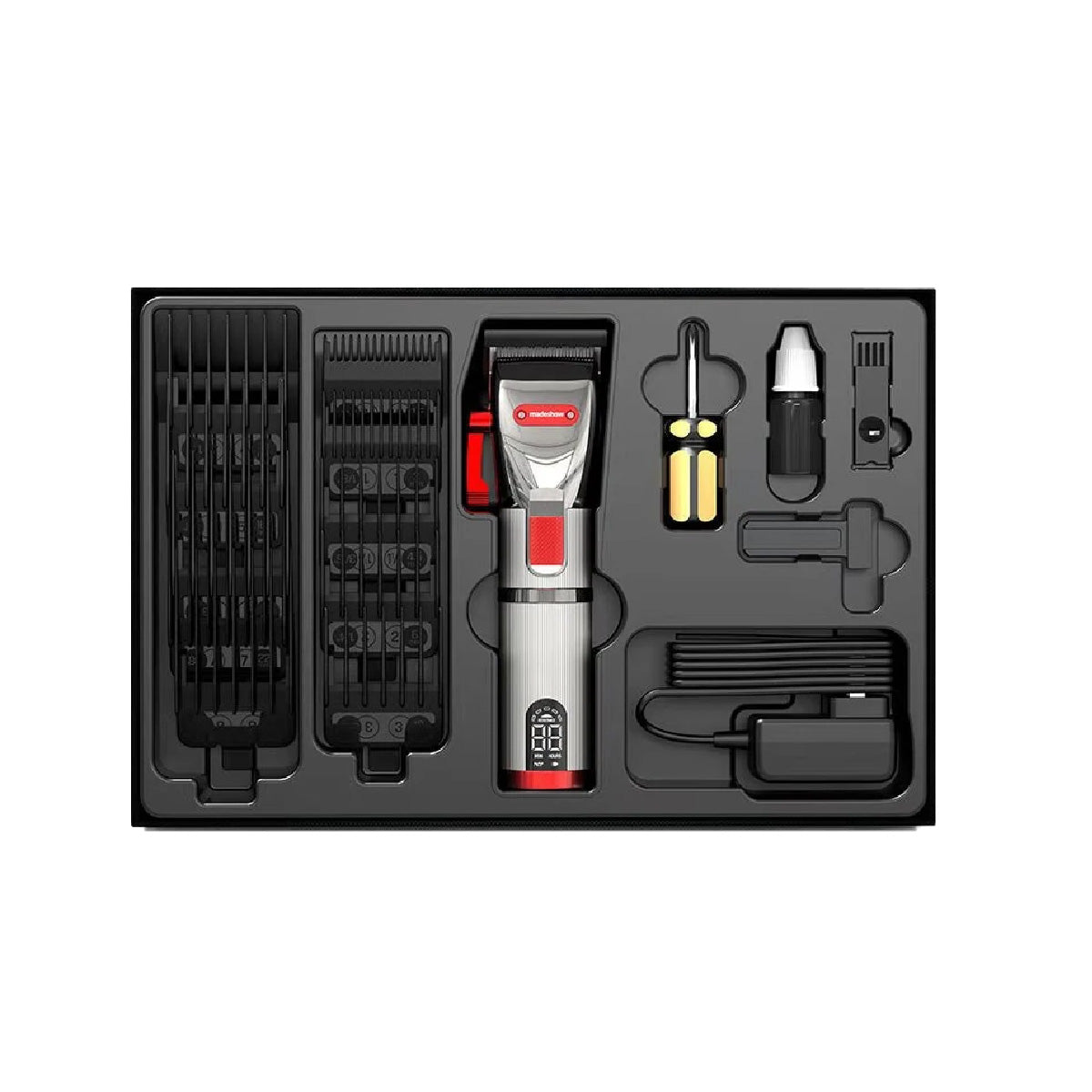 Professional Hair Clippers for Men - Cordless Barber Clipper,Complete Hair Cutting Kits with 10 Fading Guards, LED Display, 4 Hrs Runtime - TOMFL