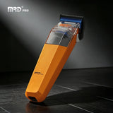 MRDpro Cyborg Pro 2026 orange hair clipper, angled view with see-through blade cover, second view
