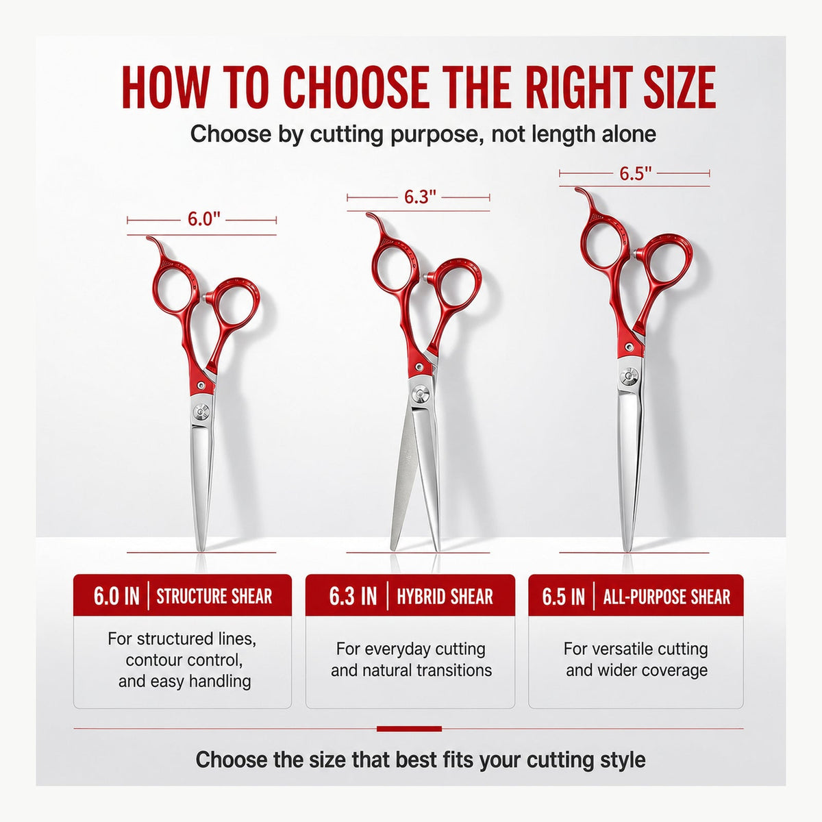 Cheng A45 Jinge professional shear English size guide