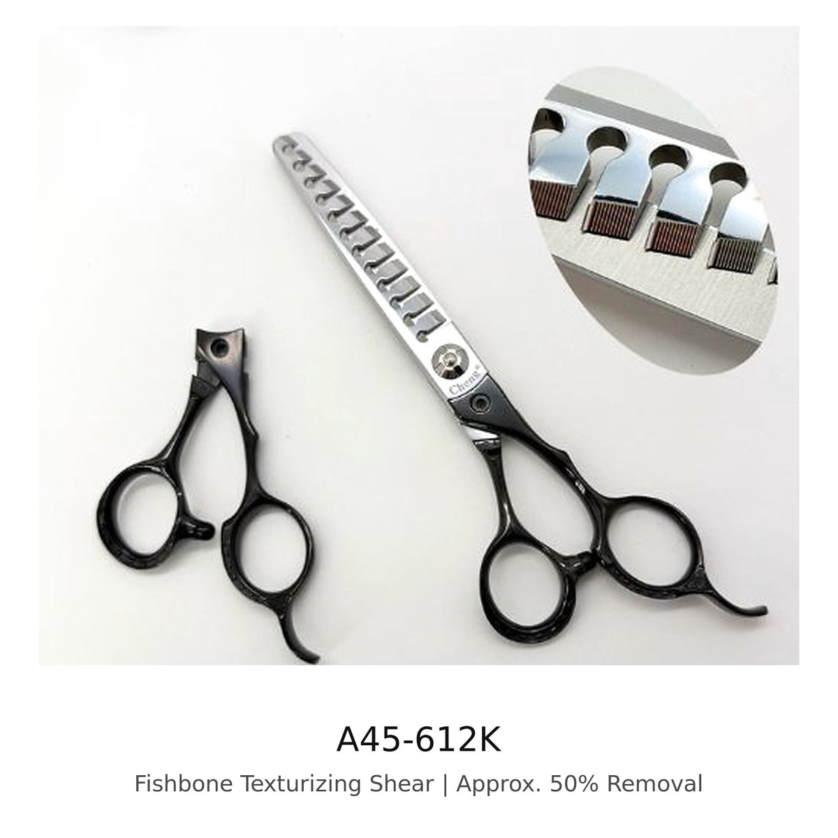 Cheng A45-612K Fishbone Texturizing Shear in Black