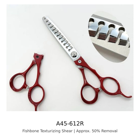 Cheng A45-612R Fishbone Texturizing Shear in Red