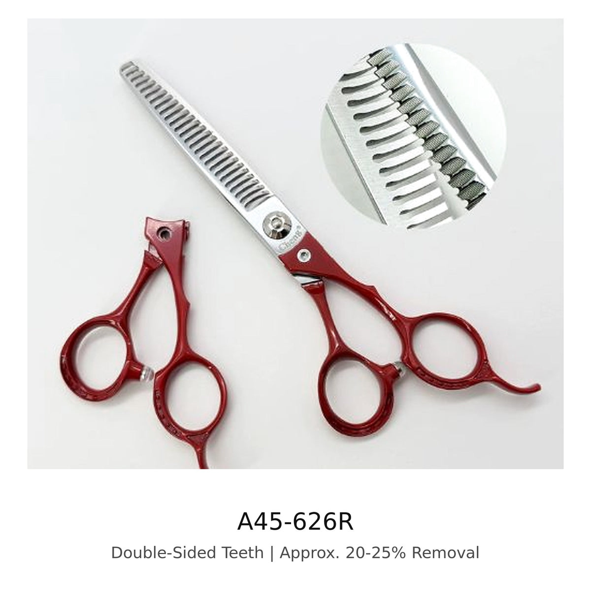 Cheng A45-626R Double-Sided Thinning Shear in Red