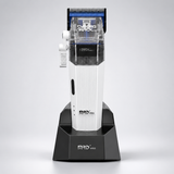 2026 MRD Cyborg Pro professional white cordless hair clipper with charging stand