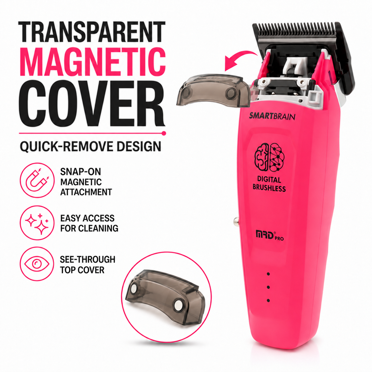 Pink MRD Smart Brain HC-90-4 with black cutting blade, removable transparent cover