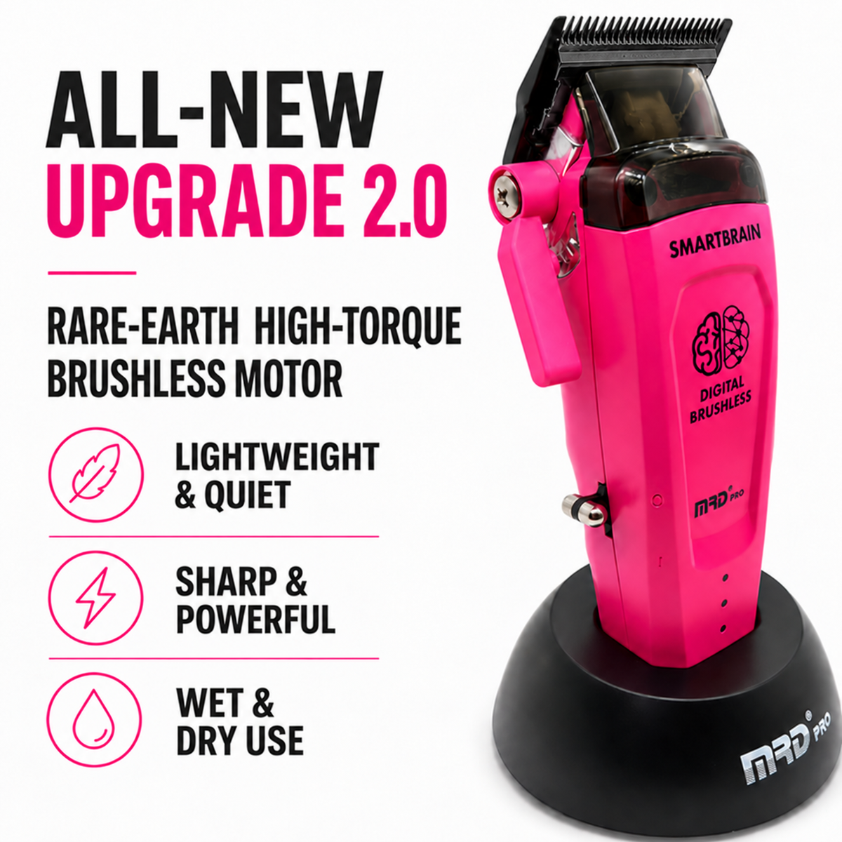 Pink MRD Smart Brain HC-90-4 with black cutting blade, motor overview