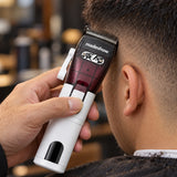 White M5F MAX clipper used for a haircut and fade