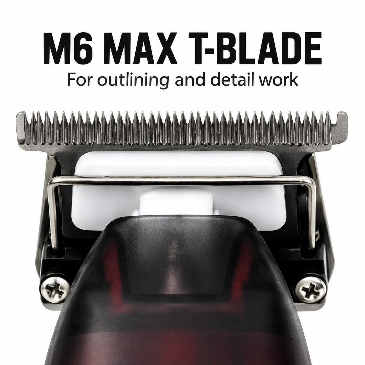 M6 MAX exposed T-blade and blade bridge close-up