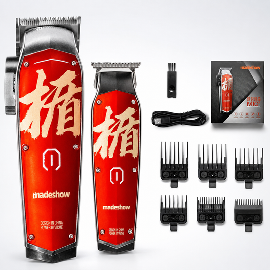 Madeshow M10 M11 professional cordless hair clipper and trimmer haircut kit in red