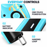 Madeshow M15 Blue — power button, battery indicator and hanging loop