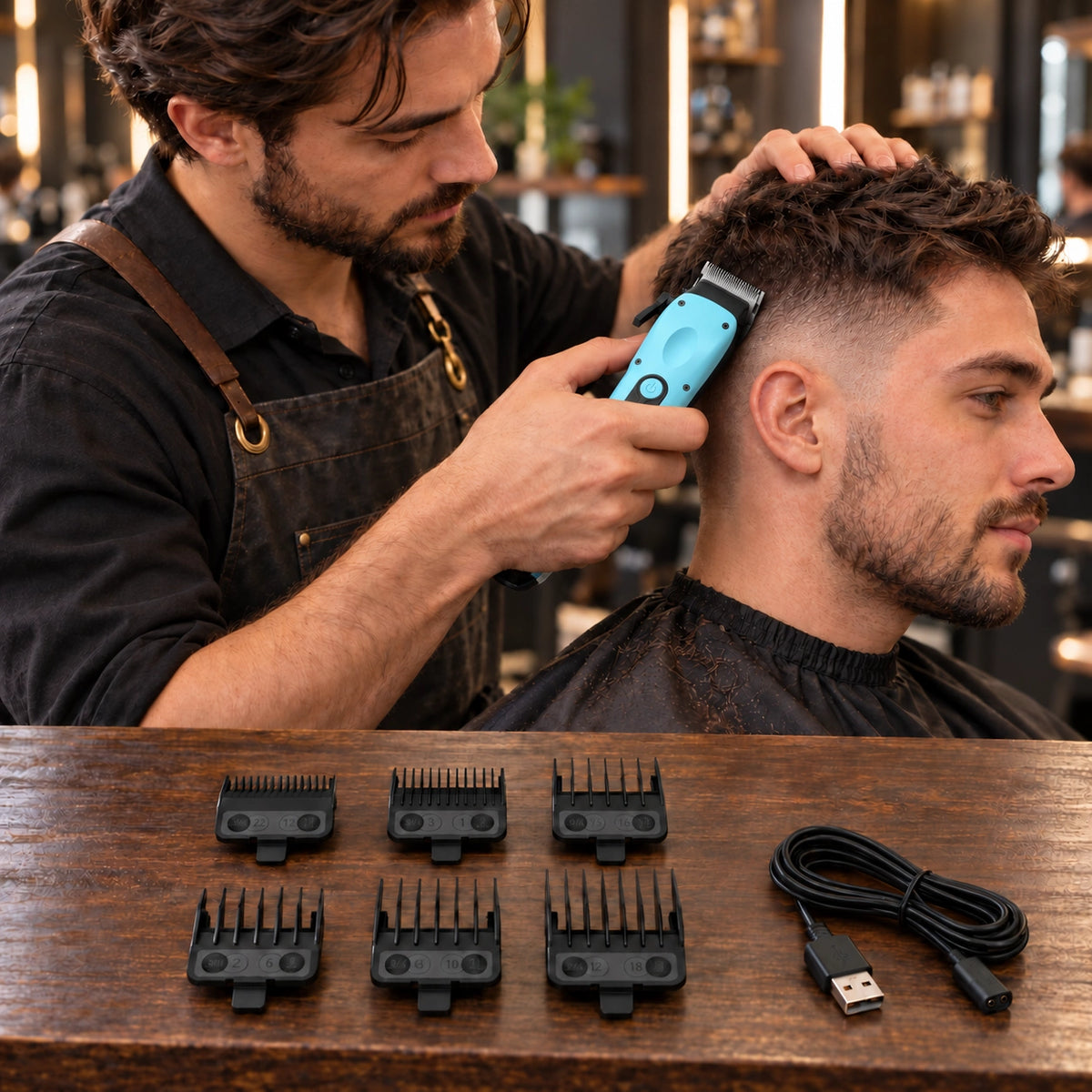 Madeshow M15 Blue — haircutting in use