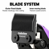 Madeshow M15 Purple — DLC-coated powder metallurgy fixed blade and titanium-coated ceramic moving blade