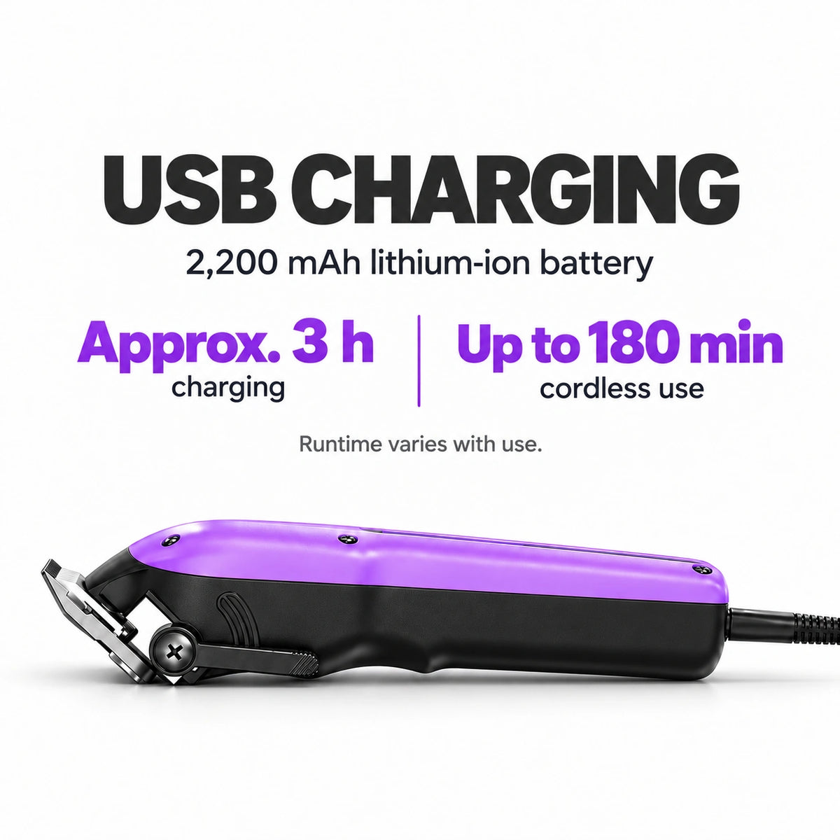 Madeshow M15 Purple — USB charging with 2200 mAh battery