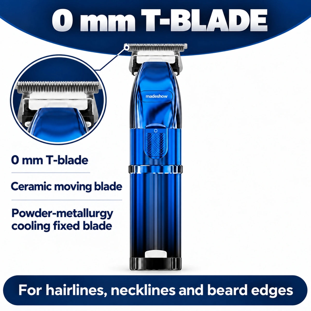 Madeshow M6 Blue 0 mm T-blade with ceramic moving blade and powder-metallurgy cooling fixed blade