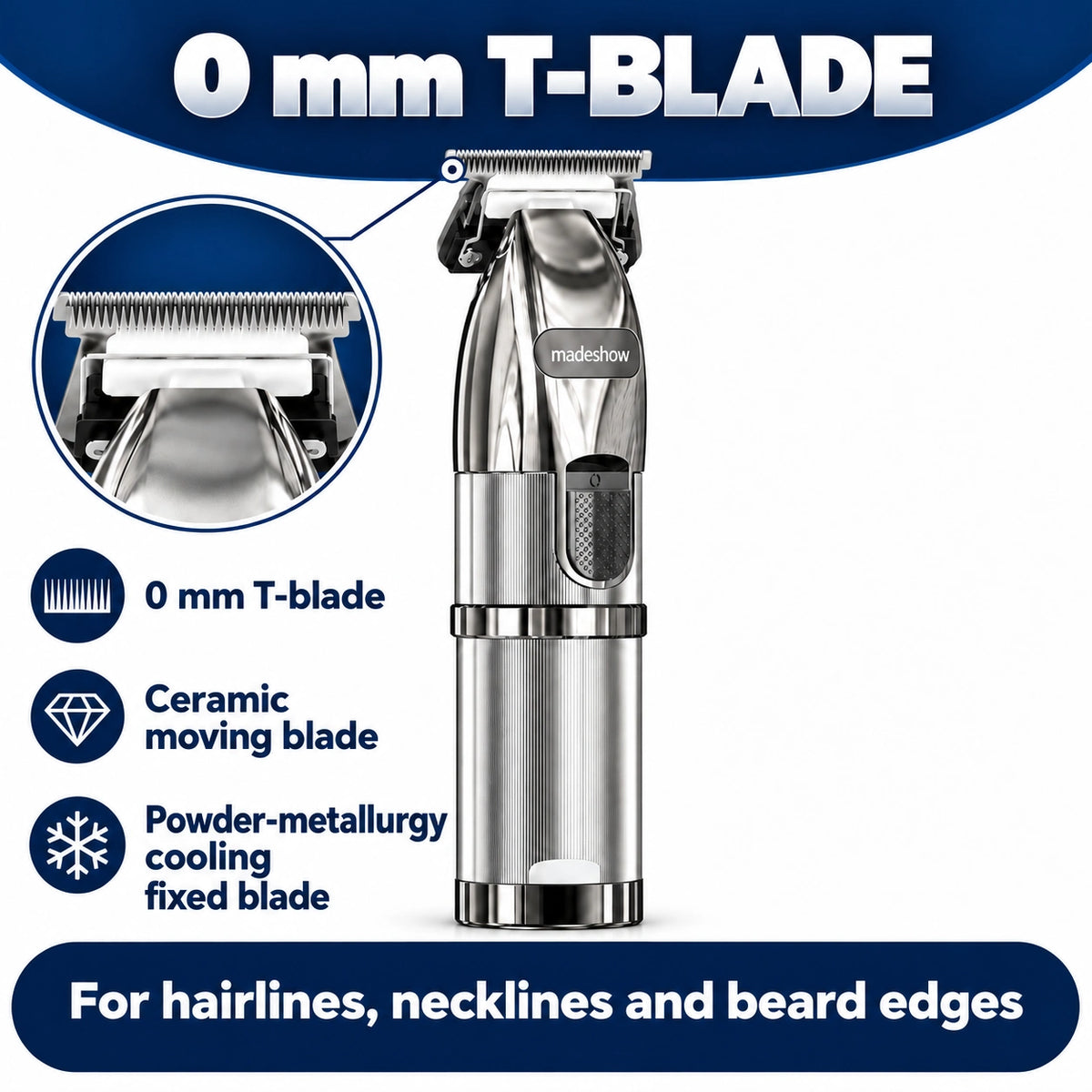 Madeshow M6 Silver 0 mm T-blade with ceramic moving blade and powder-metallurgy cooling fixed blade