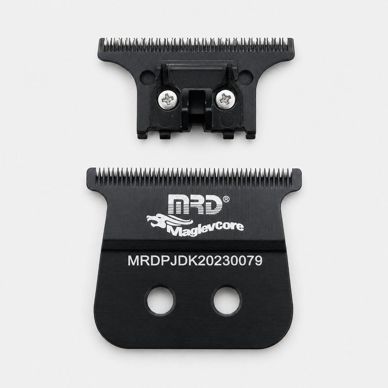 MRD Pro black clipper blade fixed and moving blade detail