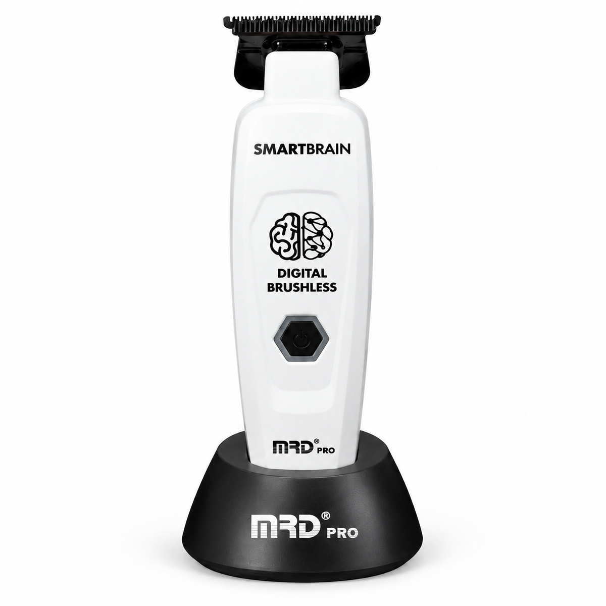 White MRD SMARTBRAIN GMT-90-4 trimmer on black charging stand